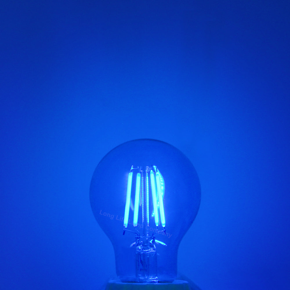 6W LED BLUE Light Bulb E27 Screw Cap Glass A60