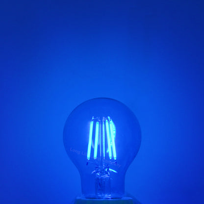 6W LED BLUE Light Bulb E27 Screw Cap Glass A60