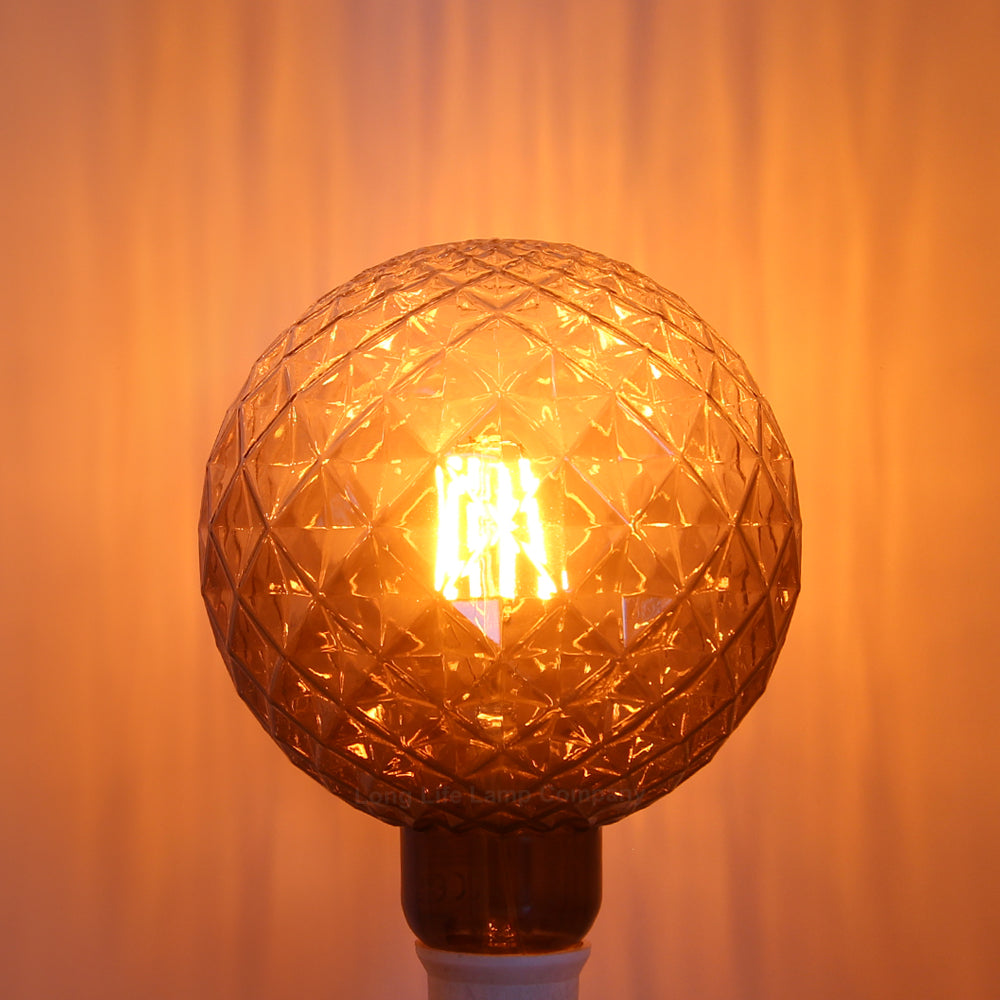 LED Glass Globe Light Bulb E27 Edison Screw Filament Classic Grey Smoked G125 Pinecone