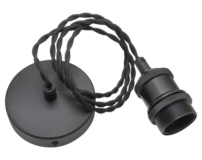 Industrial Vintage Ceiling Pendant Lamp Holder Matte Black E27 Fitting H3065