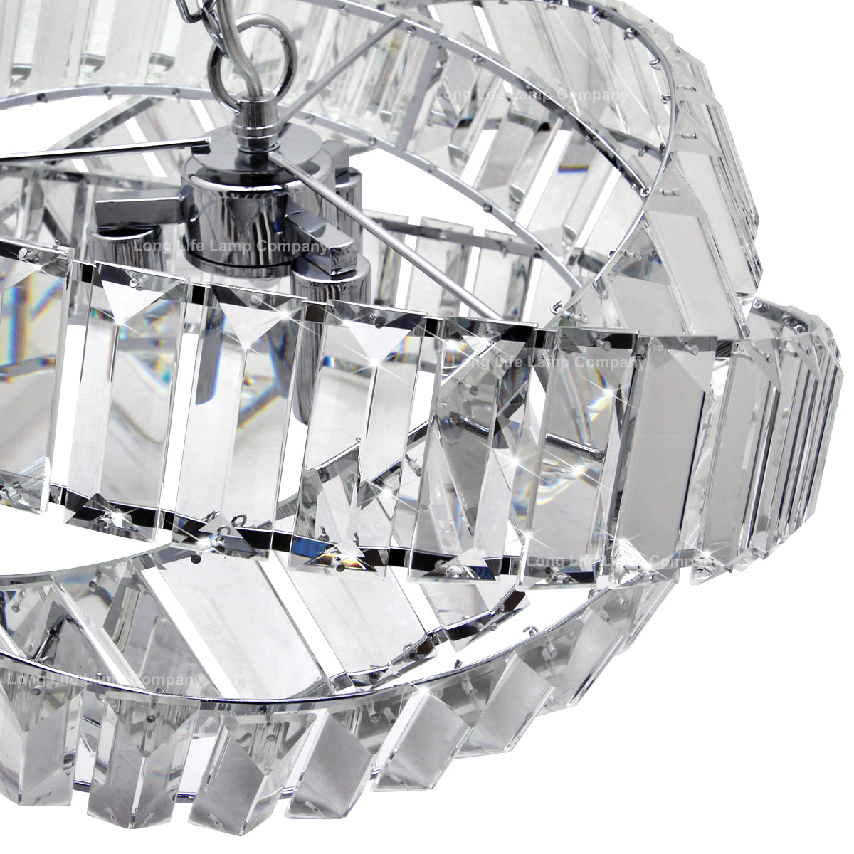Modern Ceiling Crystal Chandelier Pendant Light Chrome Fixture Glass 3 Rings H3064