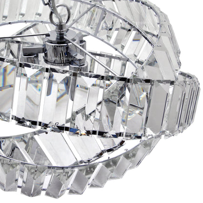 Modern Ceiling Crystal Chandelier Pendant Light Chrome Fixture Glass 3 Rings H3064