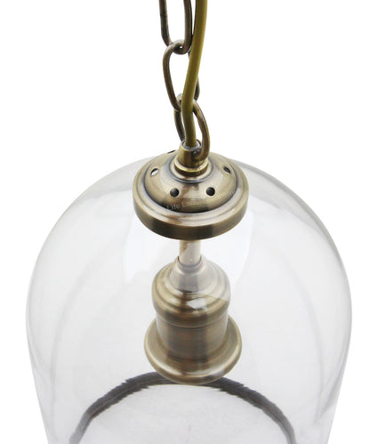 Antique Brass Vintage Ceiling Pendant Light Glass Lamp shade Bell Chain Lantern H3054