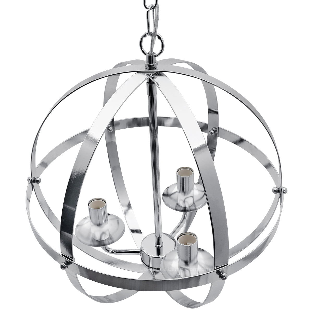 Industrial Ceiling 3 Light Globe Pendant Light Chrome Chained Lantern