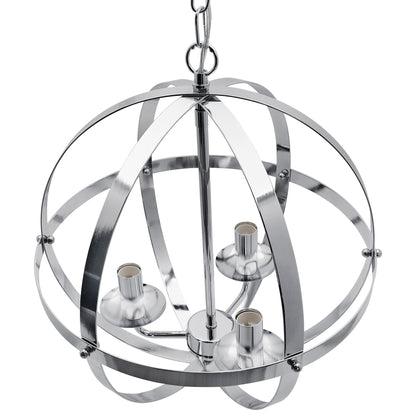 Industrial Ceiling 3 Light Globe Pendant Light Chrome Chained Lantern