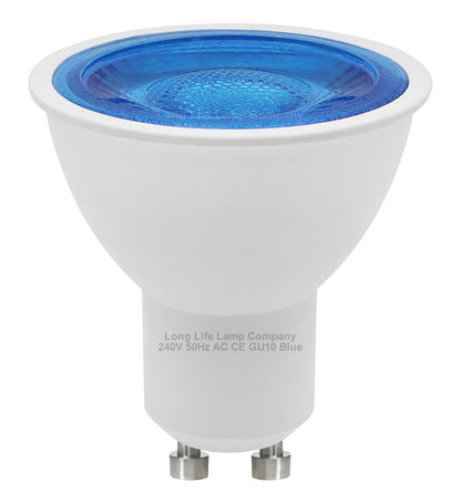 2 Pack LED GU10 Blue Light Bulb 5w with Blue Lens Diffuser