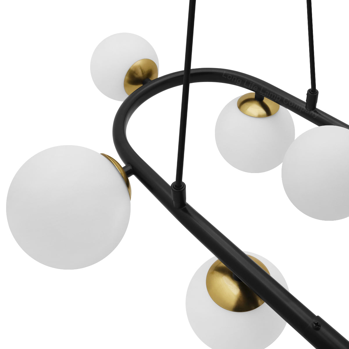 Modern Ceiling Black Circular Bar Pendant Light Globe Frosted Glass Lamp Shades with G9 LED