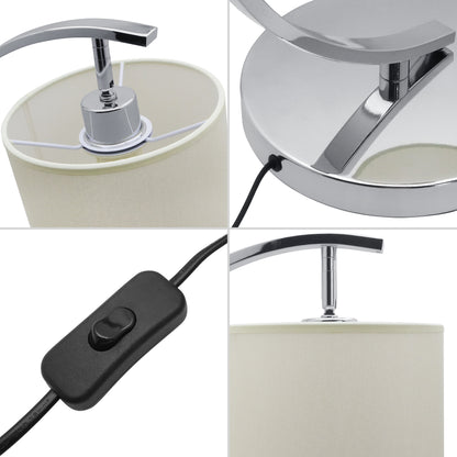 Modern Arched Chrome Table Lamp Fabric Lamp Shade Cream Drum T504