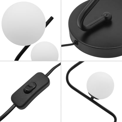 Retro Black Twin Opaque Frosted Glass Globe Table Lamp T505