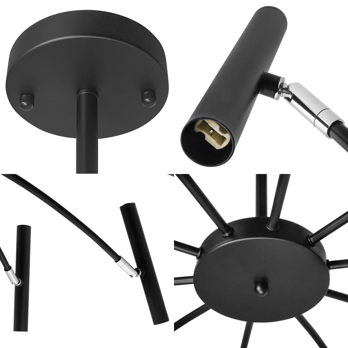 10 Lamp Ceiling Black Cluster Sputnik Pendant Light Adjustable Beam Angle With G9