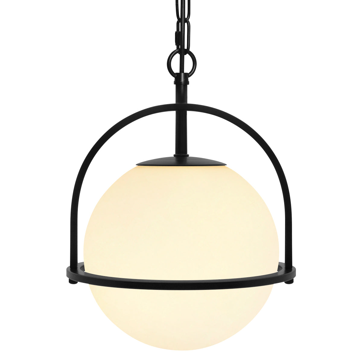 Industrial Nautical Ceiling Pendant Light Opal Globe Glass Black Chain Suspended