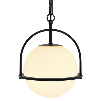 Industrial Nautical Ceiling Pendant Light Opal Globe Glass Black Chain Suspended