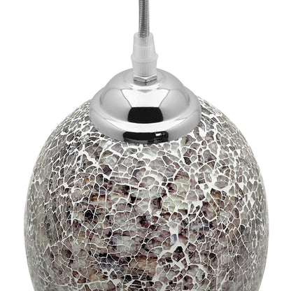 Vintage Ceiling Crackle Grey Mosaic Glass Pendant Light