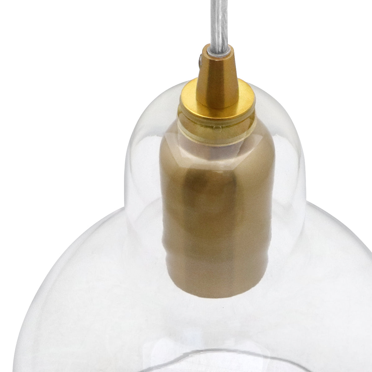 Modern Retro Ceiling Brass Pendant Light Transparent Globe Glass Lamp Shade