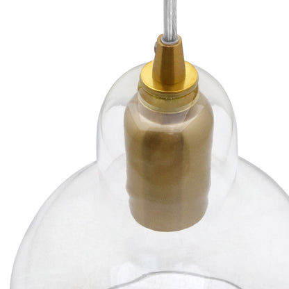 Modern Retro Ceiling Brass Pendant Light Transparent Globe Glass Lamp Shade