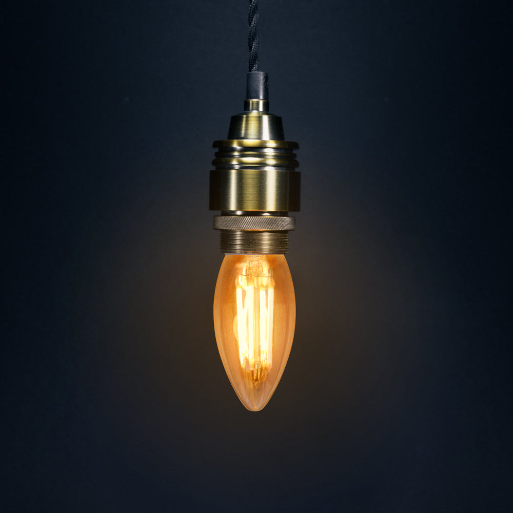 6w Dimmable LED Candle B22 Filament Light Bulb Bayonet Cap Amber Glass