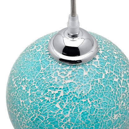 Vintage Ceiling Crackle Blue Mosaic Globe Glass Pendant Light
