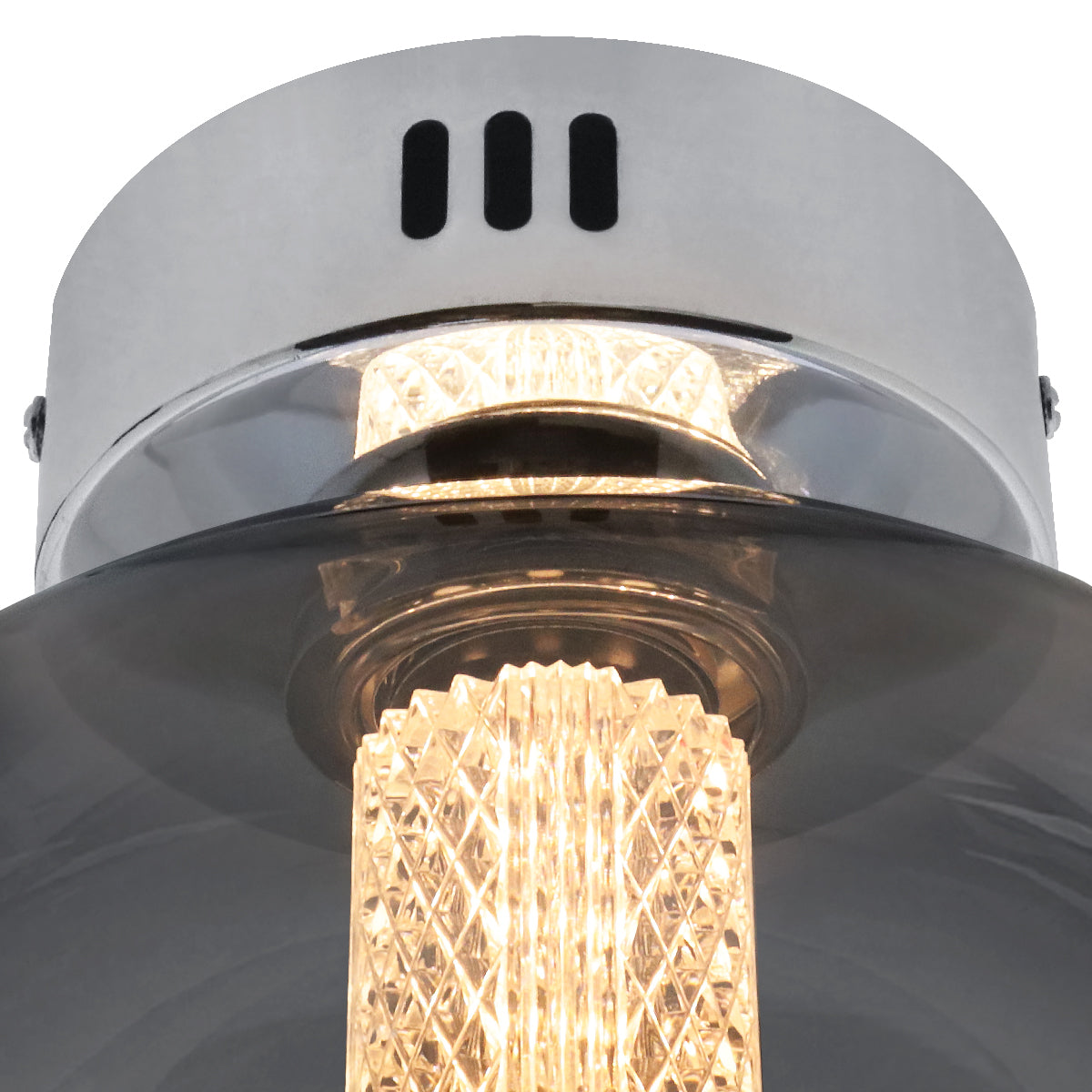 LED Globe Smoked Grey Glass Ceiling Light Flush Mounted Lamp Shade 9W 3000K