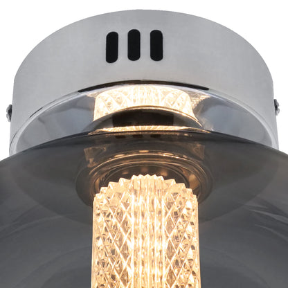 LED Globe Smoked Grey Glass Ceiling Light Flush Mounted Lamp Shade 9W 3000K