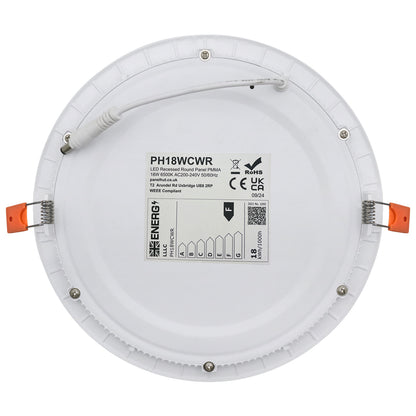 18w Recessed LED Round Panel Light 6500K Continuous Running Hours Philips Driver