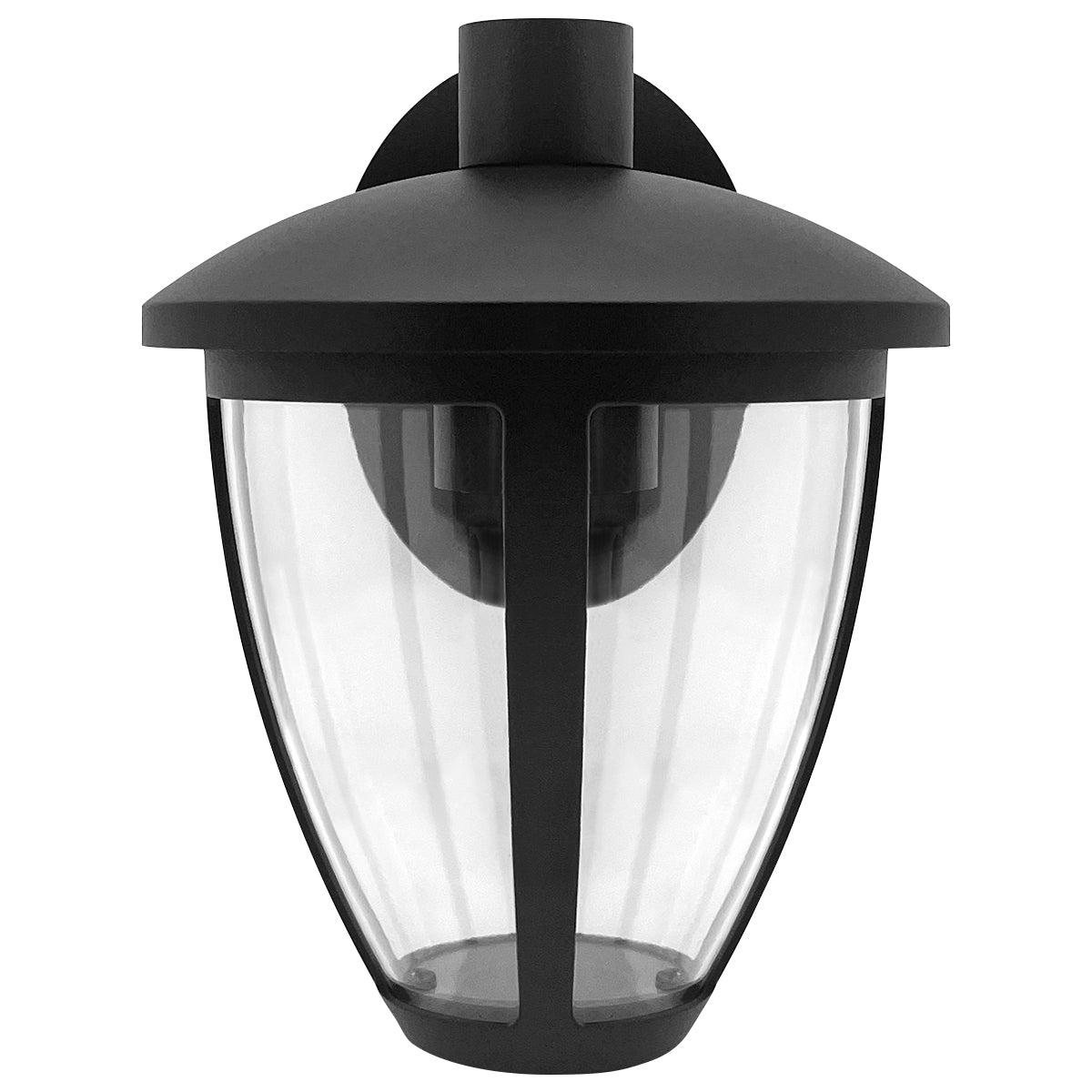 Outdoor Downward Wall Light Black Lantern Clear Diffuser IP44