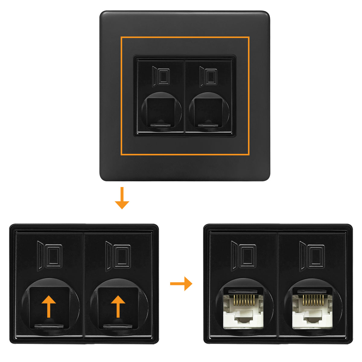 2 Gang CAT6 RJ45 data socket in sleek matt black finish