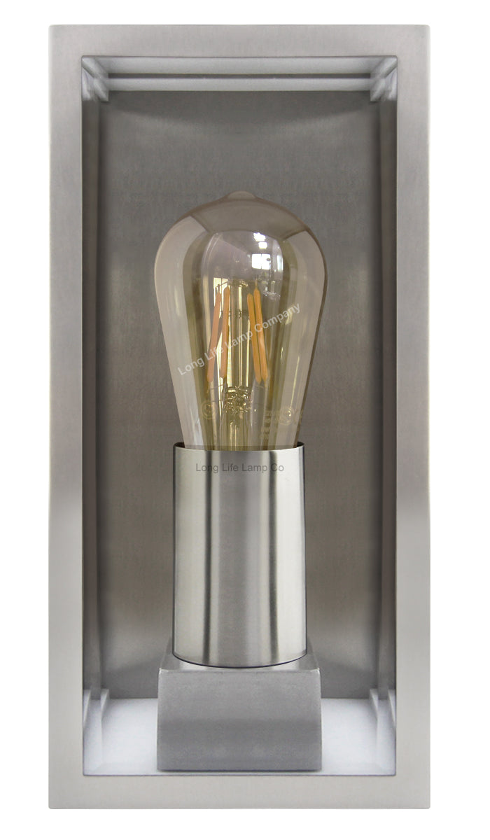 Outdoor Wall Light E27 60W Rectangular Glass Stainless Steel IP44 - Free delivery on all orders