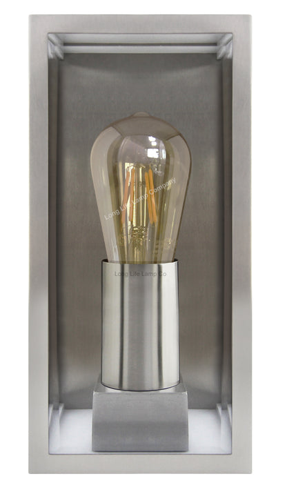 Outdoor Wall Light E27 60W Rectangular Glass Stainless Steel IP44 - Free delivery on all orders