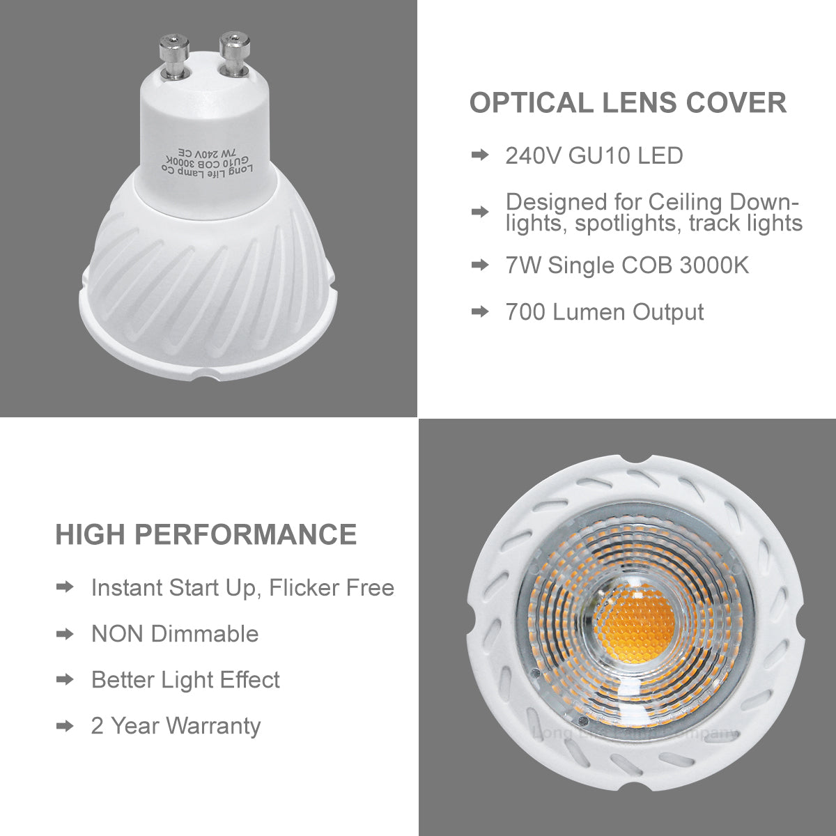 7w COB LED GU10 Replacement 65w Halogen Warm White - Free delivery on all orders