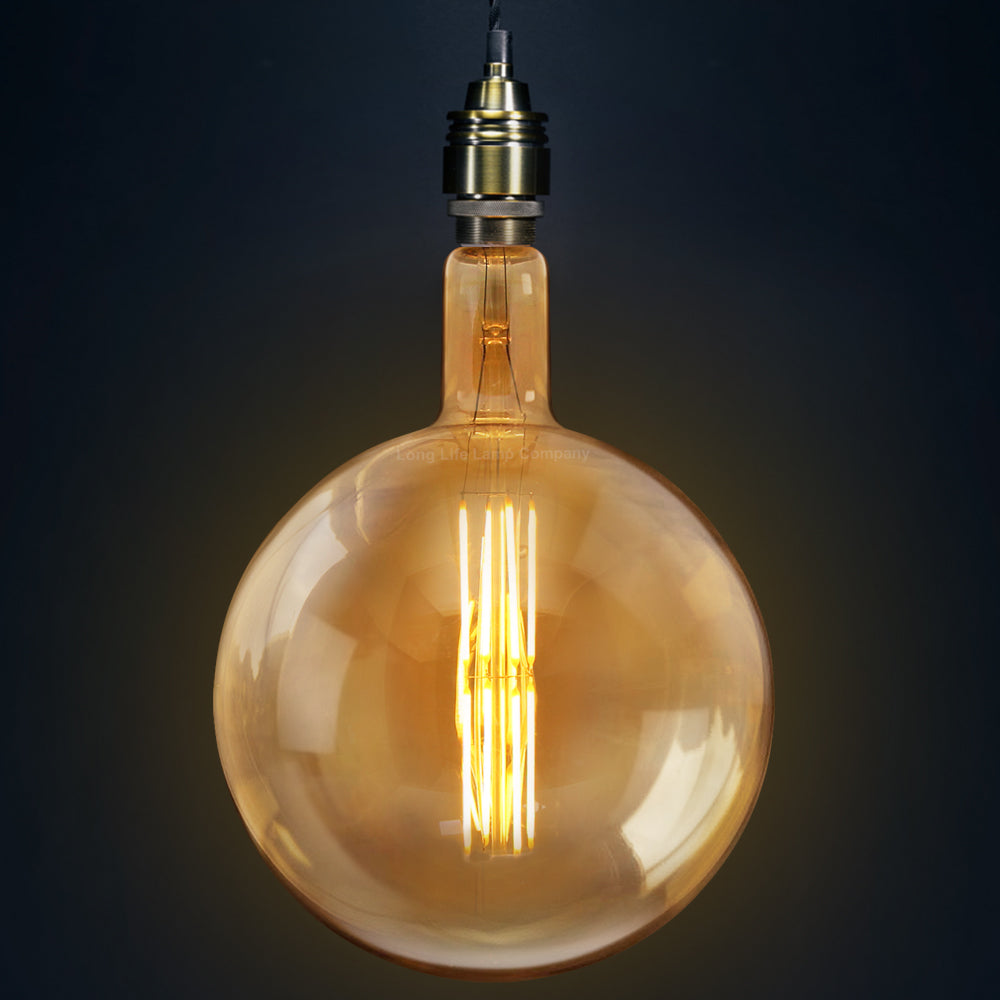 8w Antique Vintage LED Over Sized Globe E27 Smoked Glass