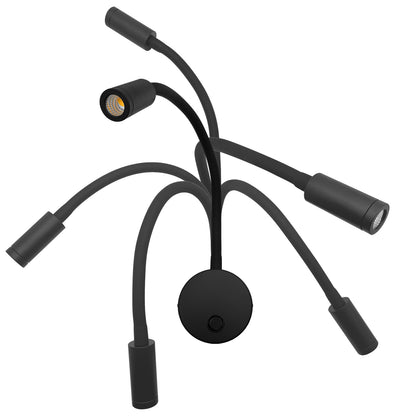 3W LED Adjustable Black Wall Mounted Reading Light with Flexible Arm Warm White 3000K
