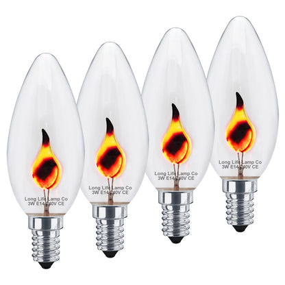 4 X 3w Flicker Flame Candle Light Bulb E14