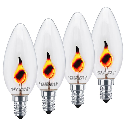 4 X 3w Flicker Flame Candle Light Bulb E14