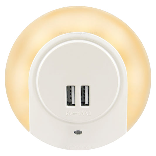 1w Warm White LED Night Light 2 USB Ports Automatic Sensor Dusk To Dawn A78B