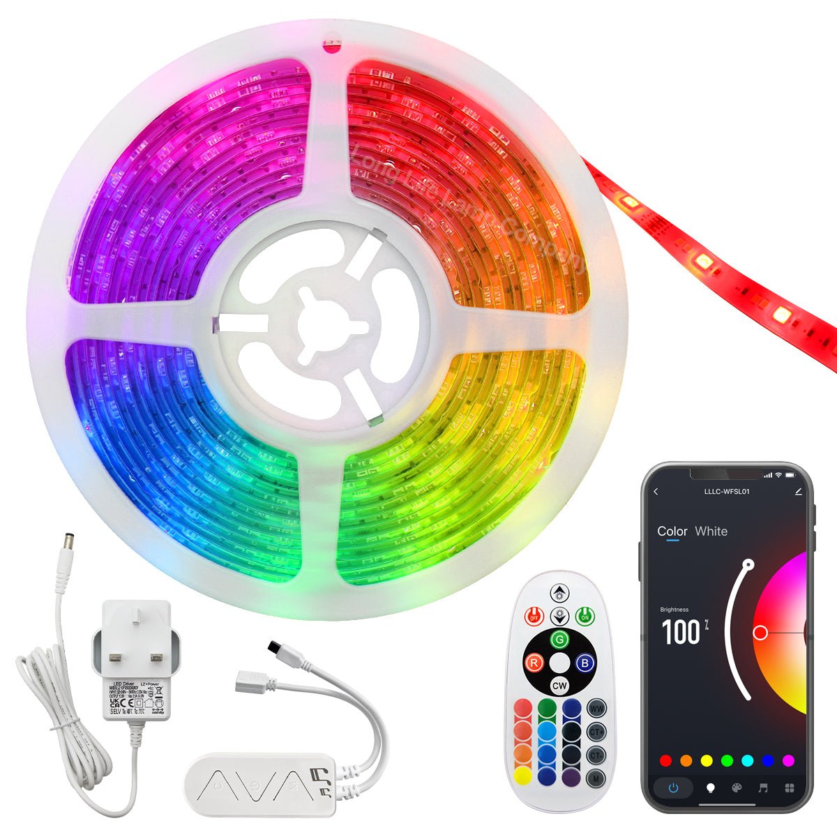 5M Smart WiFi RGB LED Strip Lights Plug and Play Kit Dimmable with IR Remote App Controlled - Energy Light Bulbs - Free delivery on all orders