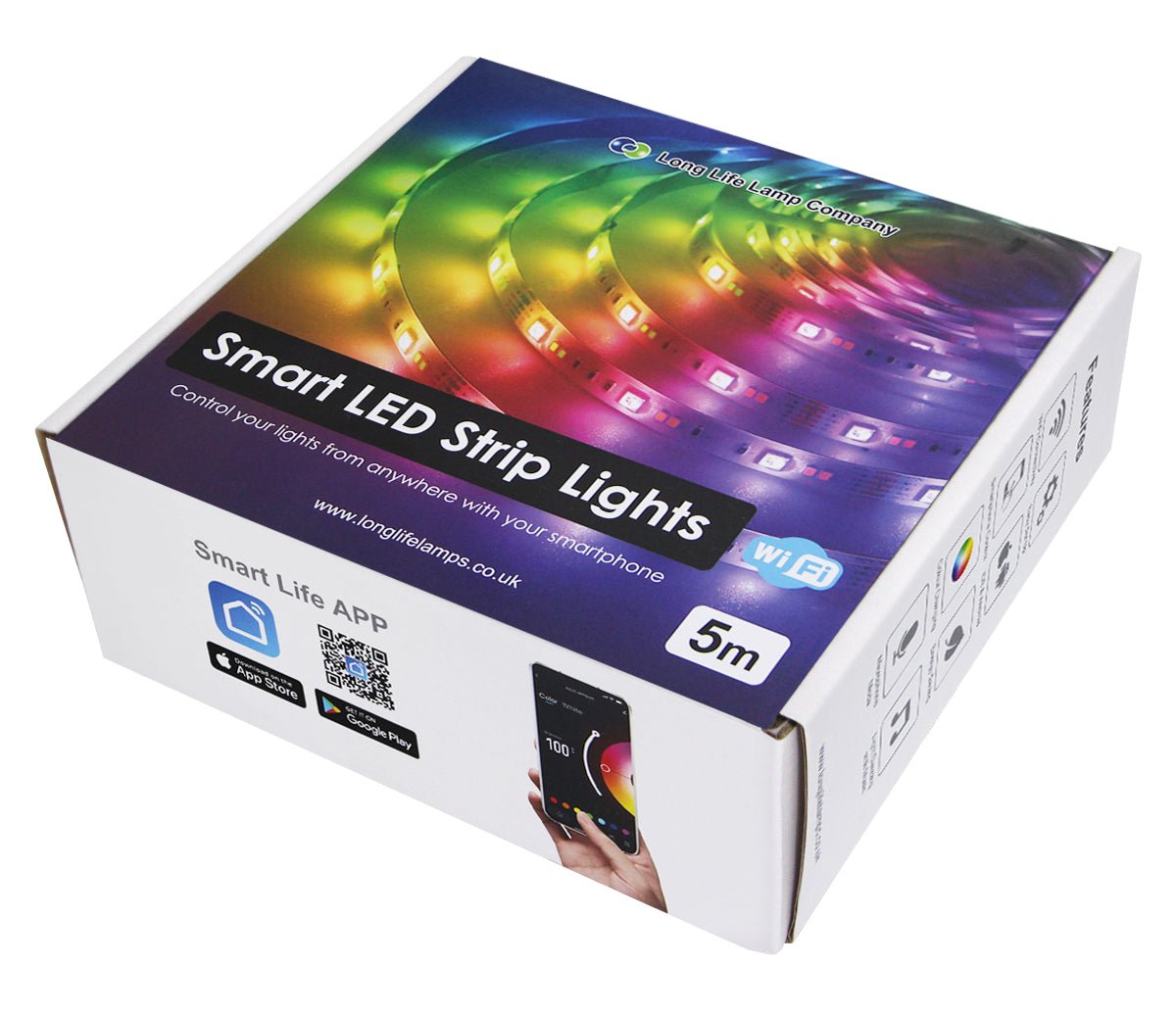 5M Smart WiFi RGB LED Strip Lights Plug and Play Kit Dimmable with IR Remote App Controlled - Energy Light Bulbs - Free delivery on all orders
