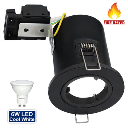 5w 6w Black Fixed LED Fire Rated Downlight - Energy Light Bulbs - Free delivery on all orders