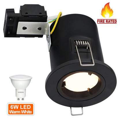 5w 6w Black Fixed LED Fire Rated Downlight - Energy Light Bulbs - Free delivery on all orders