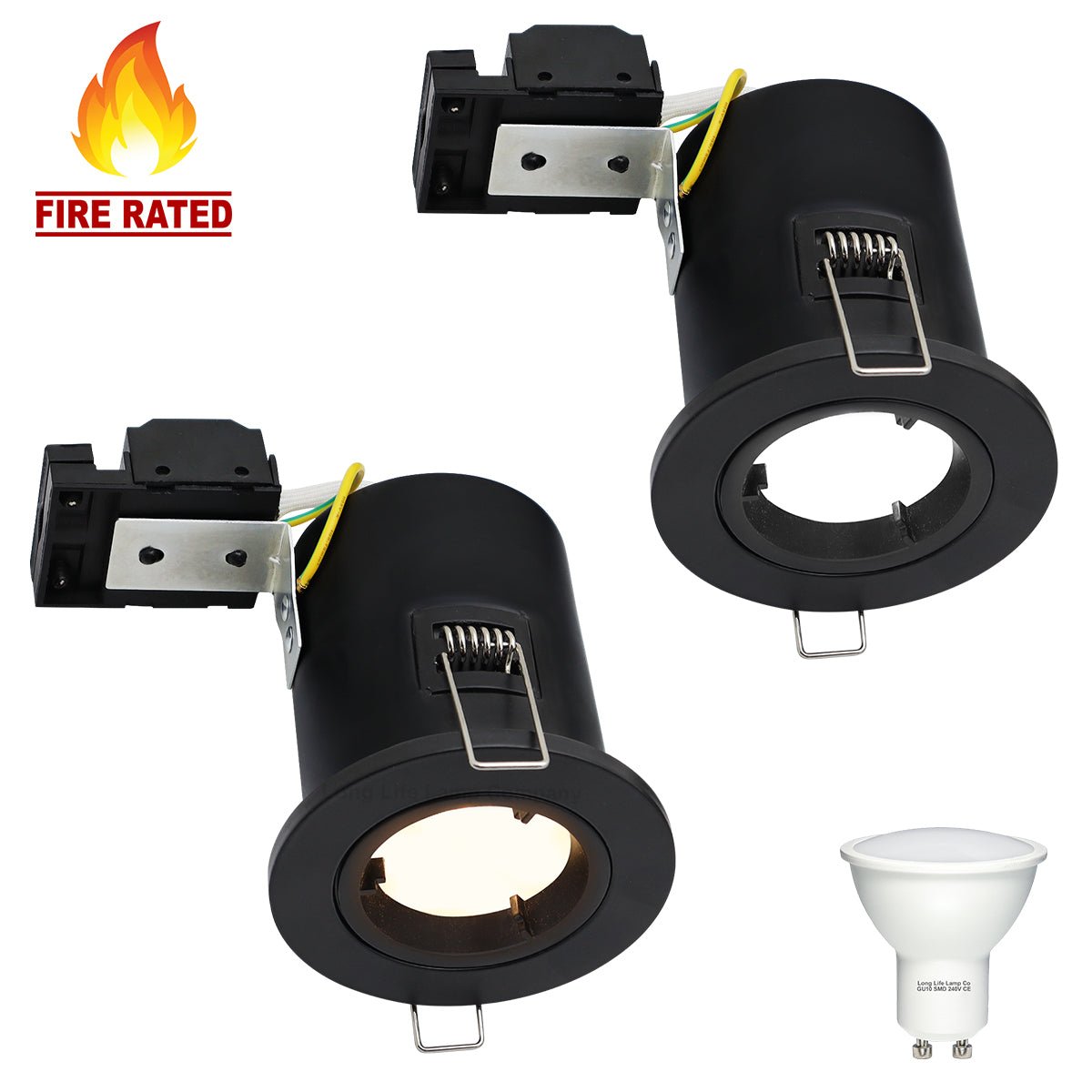 5w 6w Black Fixed LED Fire Rated Downlight - Energy Light Bulbs - Free delivery on all orders