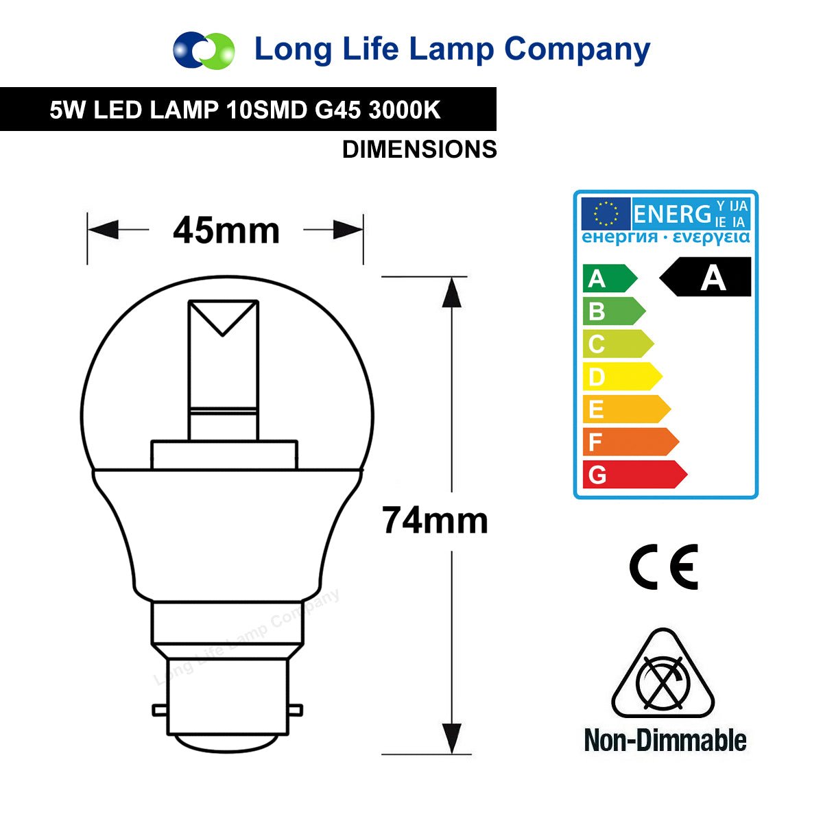 5w Clear Lens Golf Ball LED Bulb B22 Bayonet - Energy Light Bulbs - Free delivery on all orders