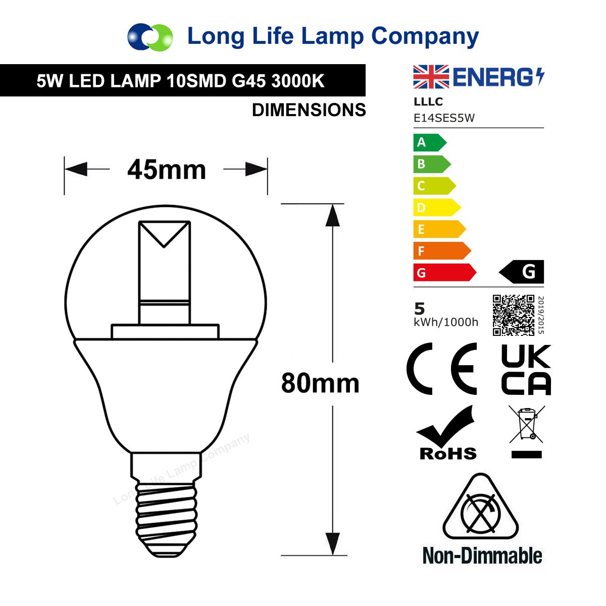 5w Clear Lens Golf Ball LED Bulb E14 SES - Free delivery on all orders