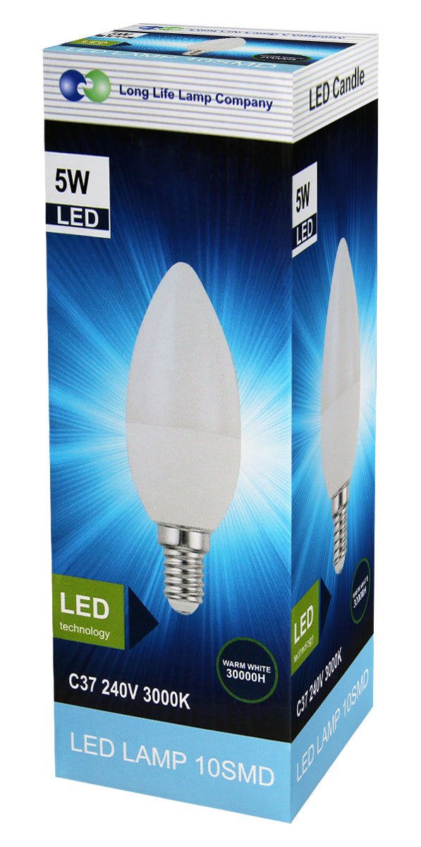 5w Frosted Cover LED Candle Warm White 3000K 2Pack Or 4Pack Or 10Pack - Energy Light Bulbs - Free delivery on all orders