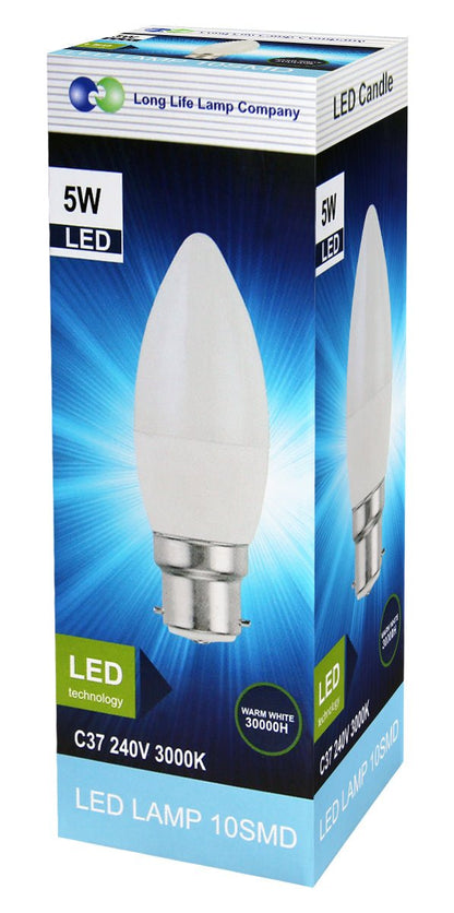 5w Frosted Cover LED Candle Warm White 3000K 2Pack Or 4Pack Or 10Pack - Energy Light Bulbs - Free delivery on all orders