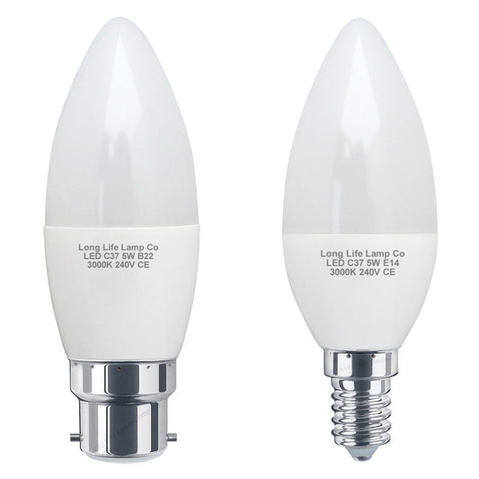 5w Frosted Cover LED Candle Warm White 3000K - Energy Light Bulbs - Free delivery on all orders