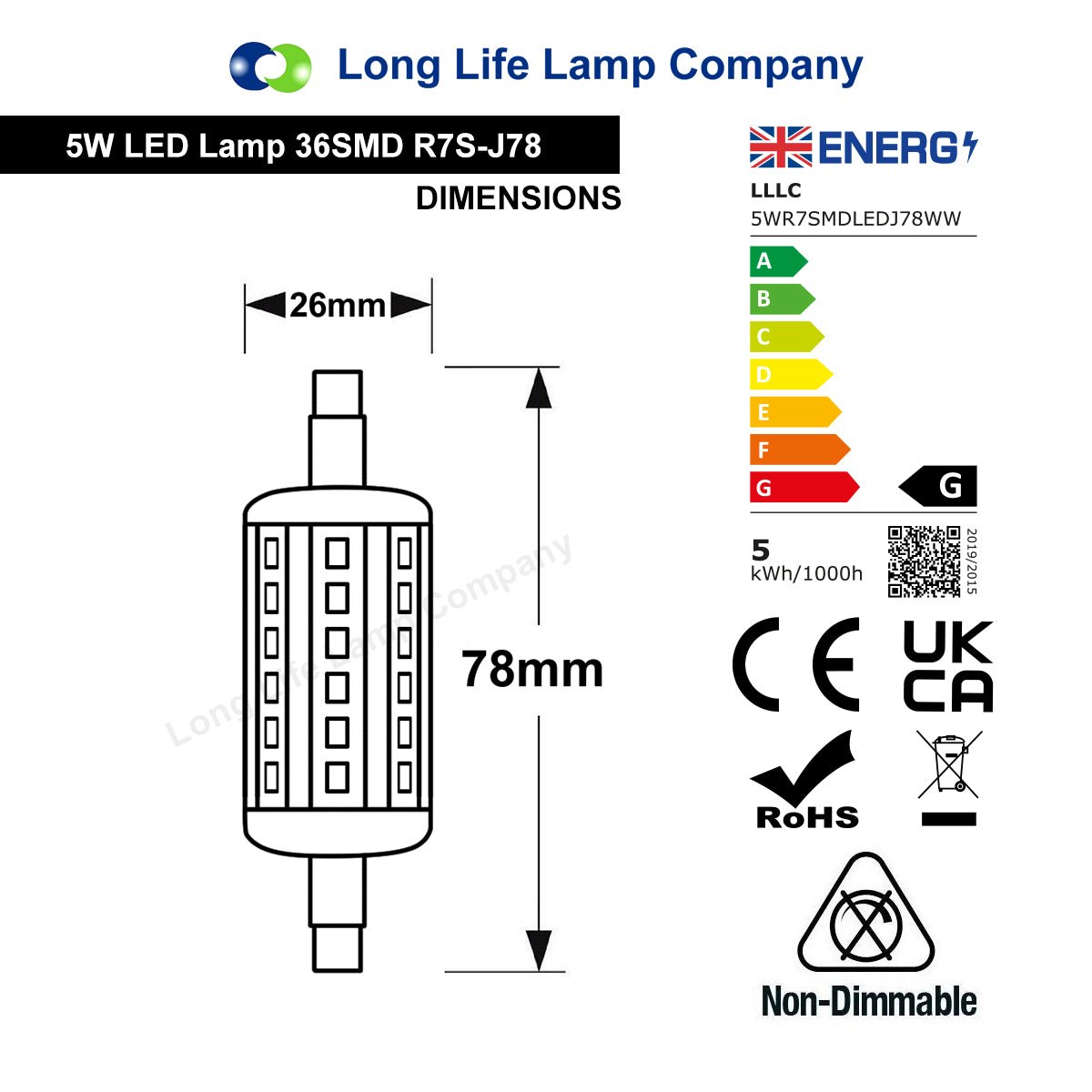 5W J78 R7s SMD LED Light Replacement for Halogen Tube 78mm - Energy Light Bulbs - Free delivery on all orders