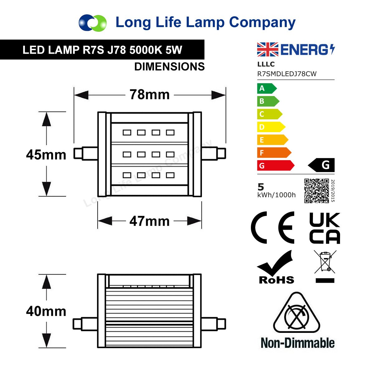 5w J78 R7s SMD LED Light Warm White or Cool White - Free delivery on all orders