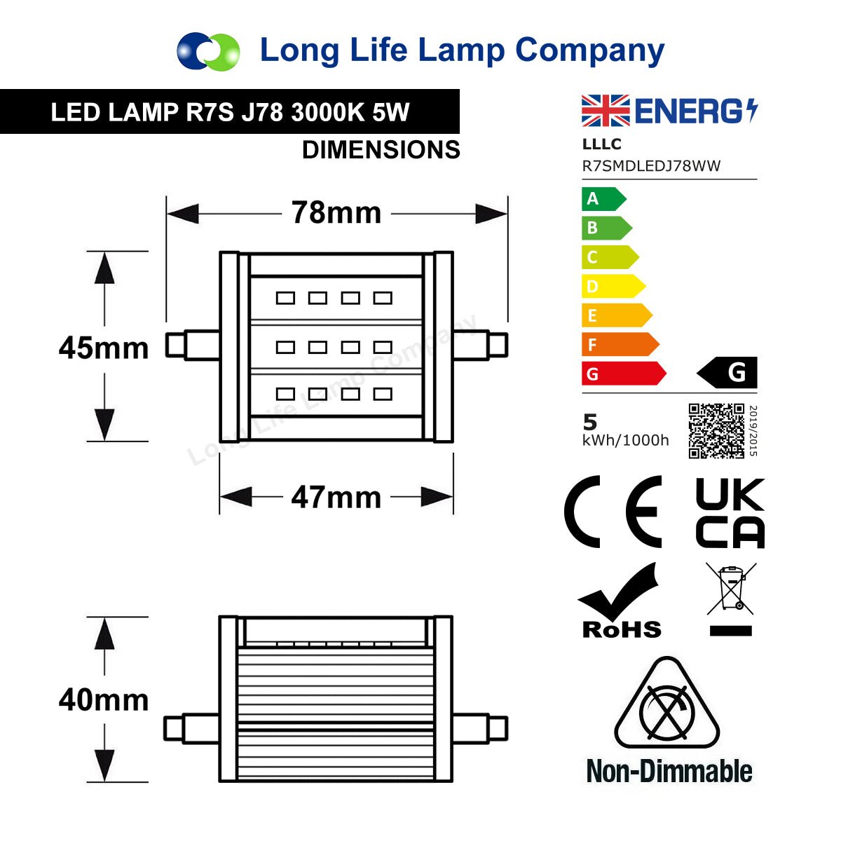 5w J78 R7s SMD LED Light Warm White or Cool White - Free delivery on all orders