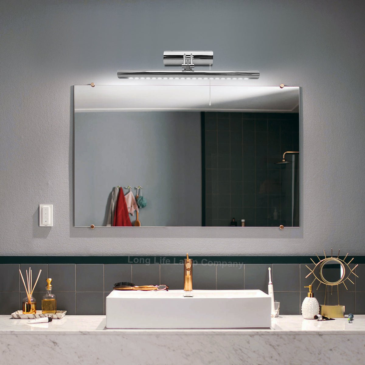 5w LED Bathroom Mirror Wall Light With Pull Cord Cool White 6500k IP20 - Energy Light Bulbs - Free delivery on all orders