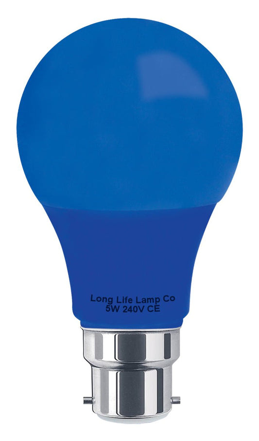 5w LED Blue GLS Light Bulb B22 Bayonet Cap - Energy Light Bulbs - Free delivery on all orders