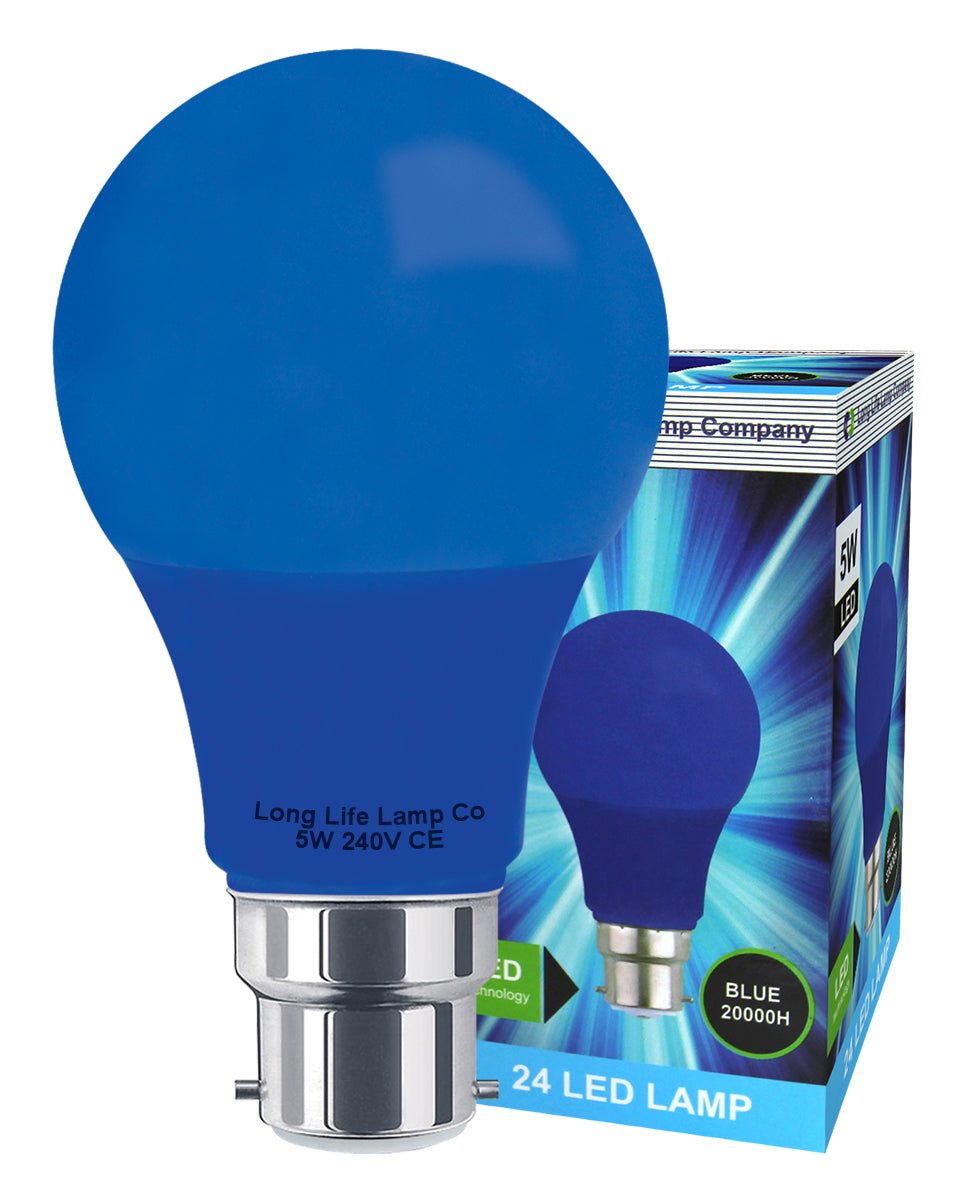 5w LED Blue GLS Light Bulb B22 Bayonet Cap - Energy Light Bulbs - Free delivery on all orders